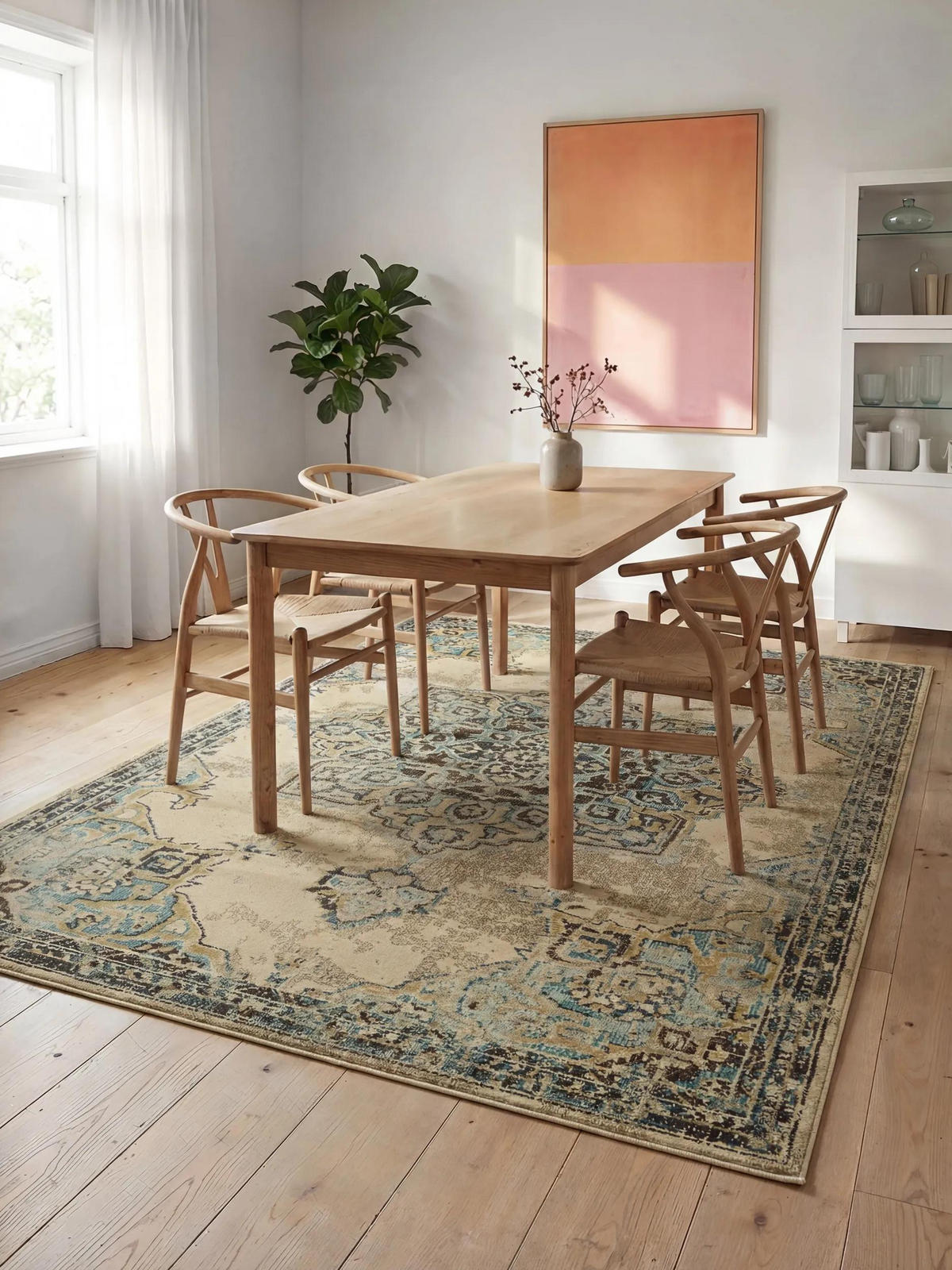 TEPPICH Casa Beige/Türkis 300x400 cm - Beige, Textil (300/400cm) - benuta Nest