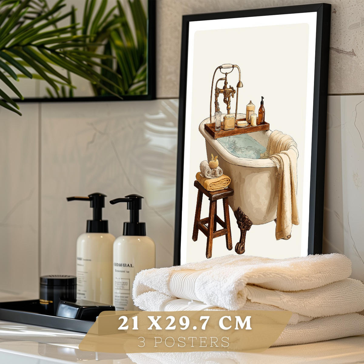 PLAKÁT Sada 3 Tiempo relax Černý rám A4 - černá, papír (29.7/21/3cm) - Nacnic