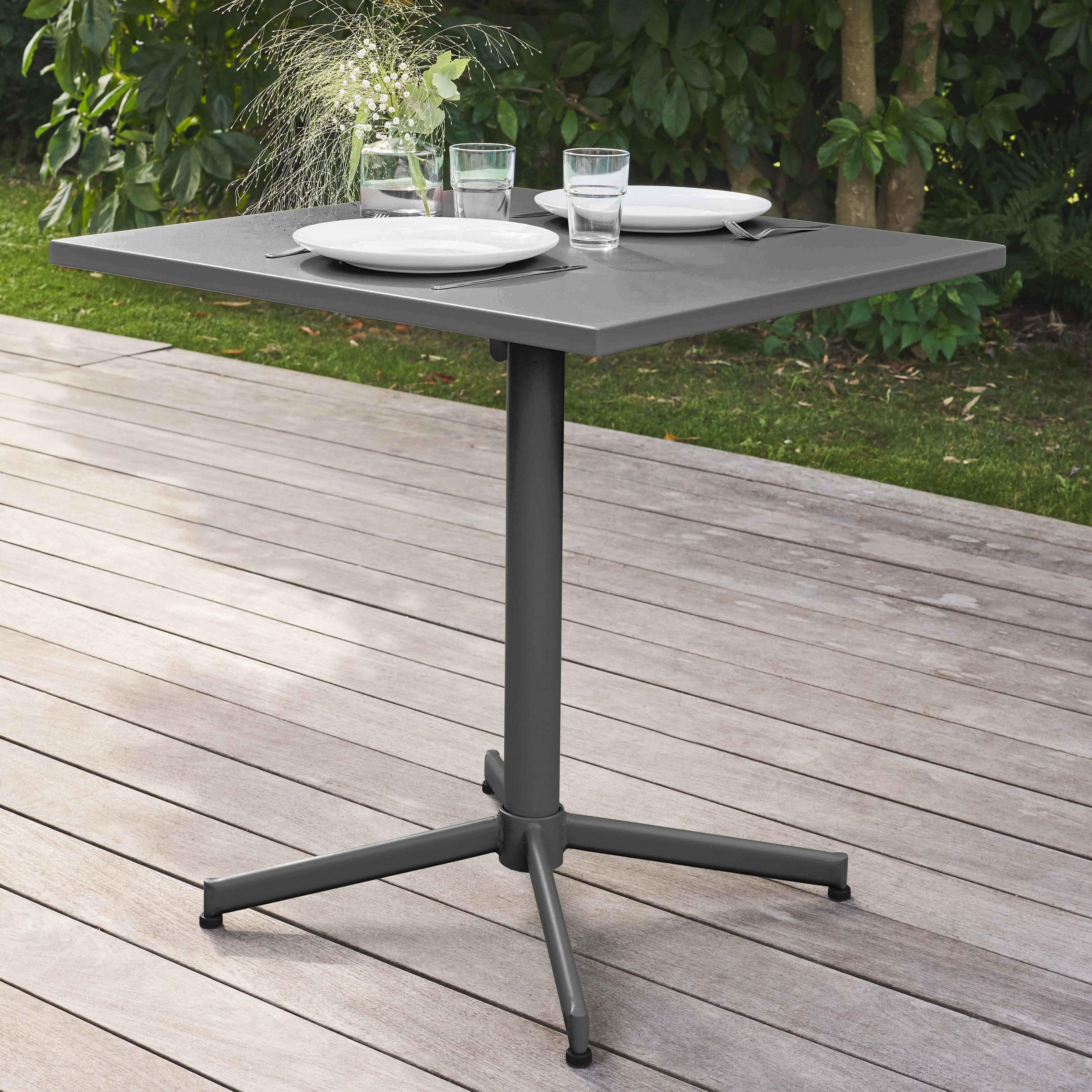 GARTENTISCH , klappbar, Grau - Grau, Metall (70/70/72cm) - Oviala