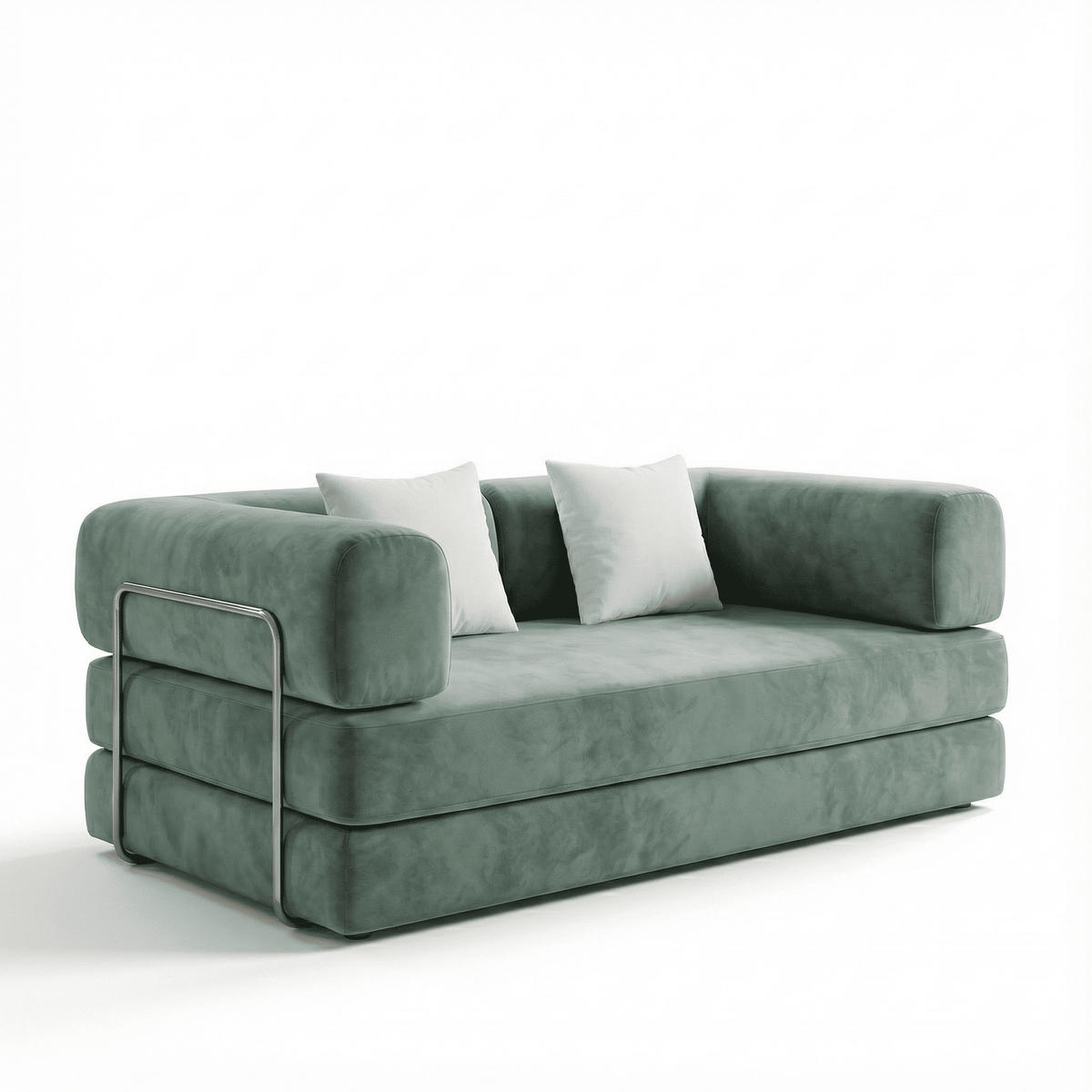 SCHLAFSOFA Kaia Salbei Weiß - Salbeigrün, Textil (180/70/100cm) - COCO Living