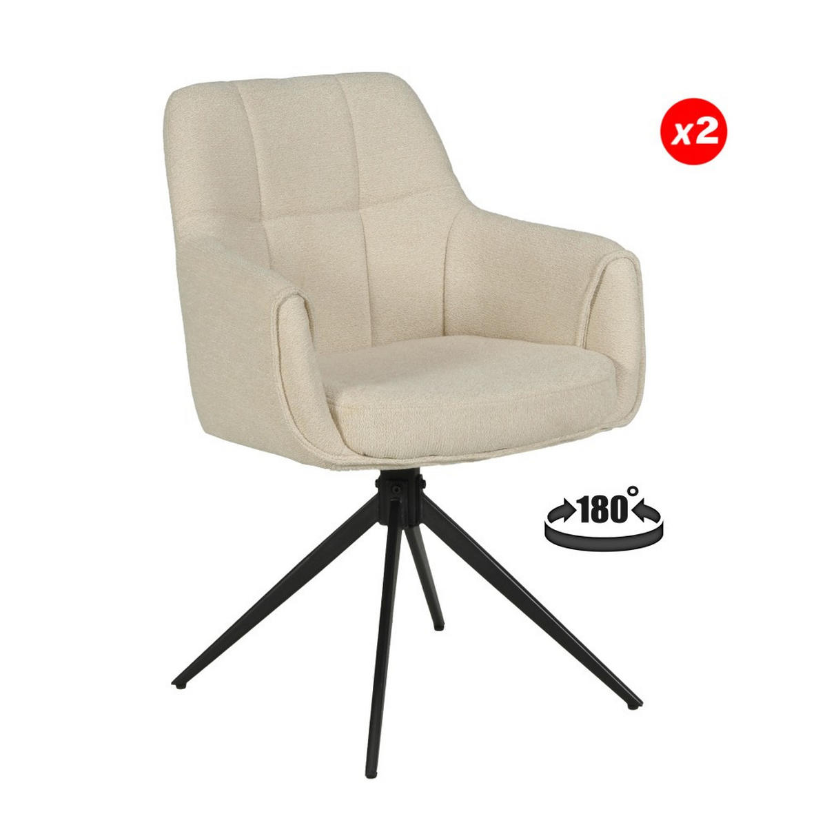 DREHSTÜHLE 2-er SET/ LINEA - Beige - Beige, Textil (60/87/58cm) - Weber Industries