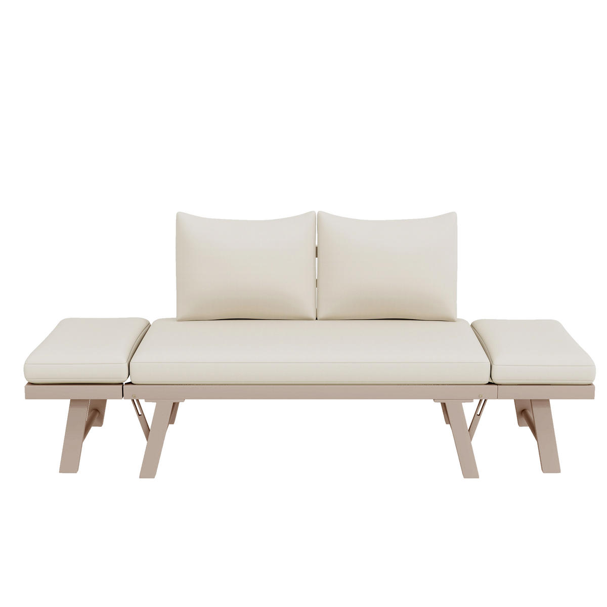 GARTENMÖBEL-SET 2-Sitzer Sofa Liegefunktion Klappbar Beige - Beige, Textil (60.5/66/167cm) - FLIEKS