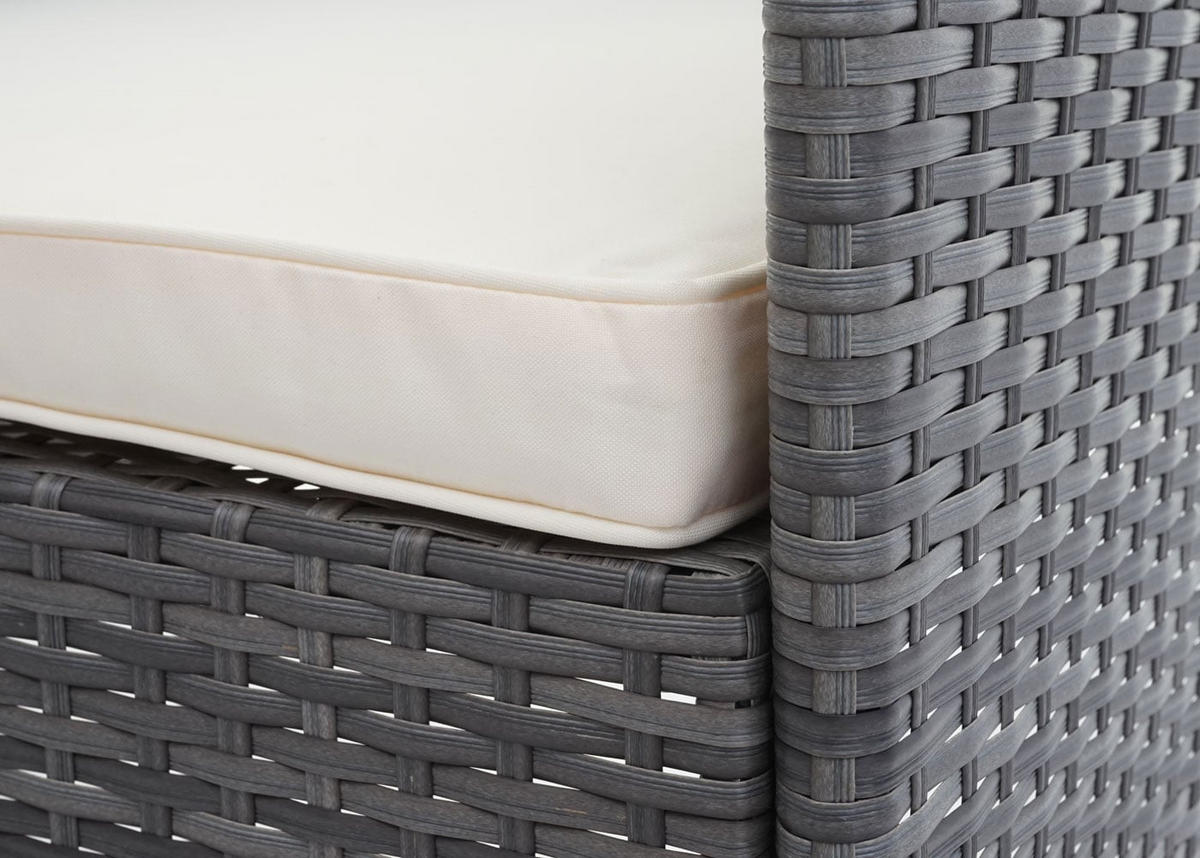 GARTEN-SET Grau Kissen Creme - Grau, Metall - PROREGAL