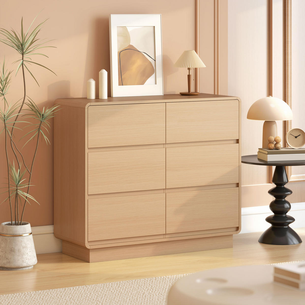 SIDEBOARD Naturholzfarben, 6 Schubladen, 100/38/86 cm - Naturfarben, Holz (100/86/38cm) - PANGIVO