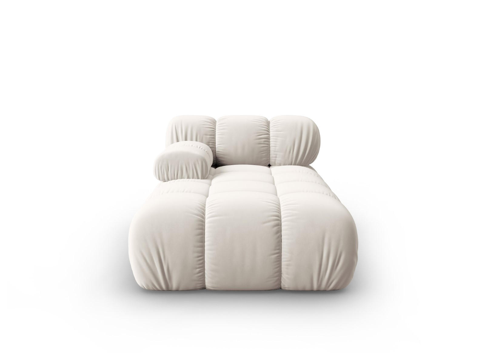 CHAISELONGUE links Bellis aus Samt leichtes beige - Creme, Textil (97/62/157cm) - Micadoni