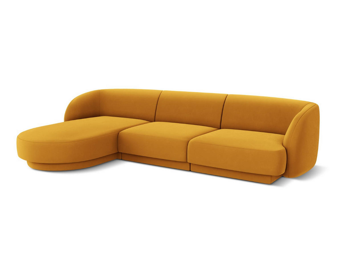 ECKSOFA links Miley aus Samt gelb 4 Sitzplätze - Gelb, Textil (156/255cm) - Micadoni