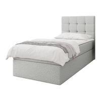 BOXBETT Luanda Boucle Single - H3 - Hellgrau/Schwarz, Holz/Kunststoff (90/200cm) - MIRJAN24