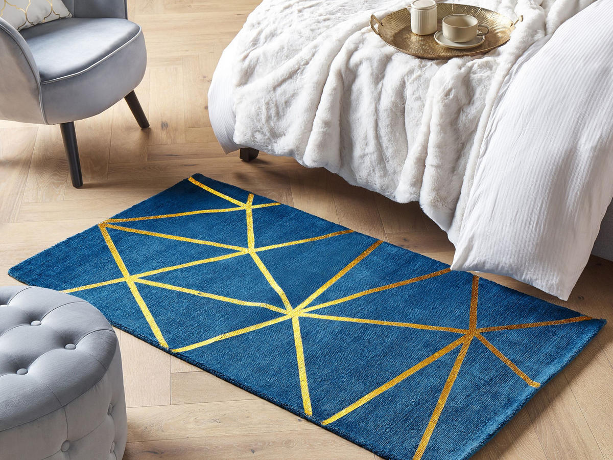 KURZFLOR-TEPPICH Havza 150/80 cm - Blau, Naturmaterialien (80/150cm) - Beliani