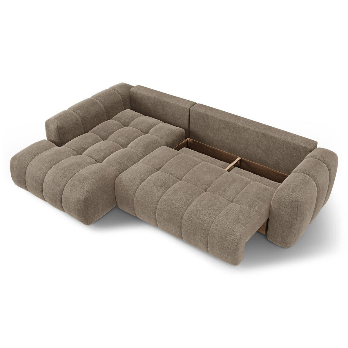 LINKSECK-SCHLAFSOFA mit Stauraum SKY Köpergewebe Taupe 310cm - Taupe, Textil (310/180cm) - Premium Interiors