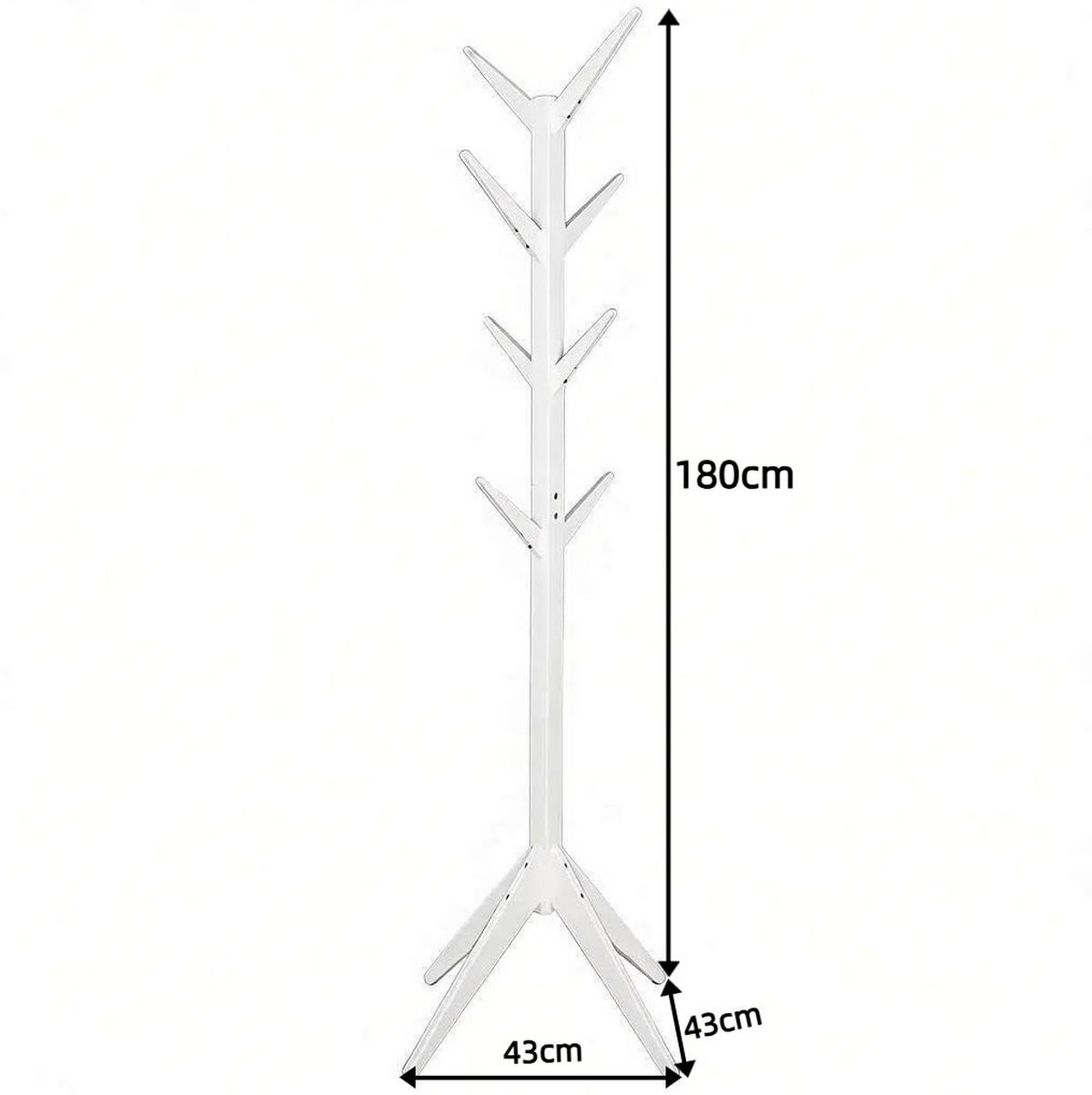 GARDEROBENSTÄNDER 43/43/180 cm weiß aus Massivholz mit 8 Haken - Weiß, Holz (43/180/43cm) - OKWISH