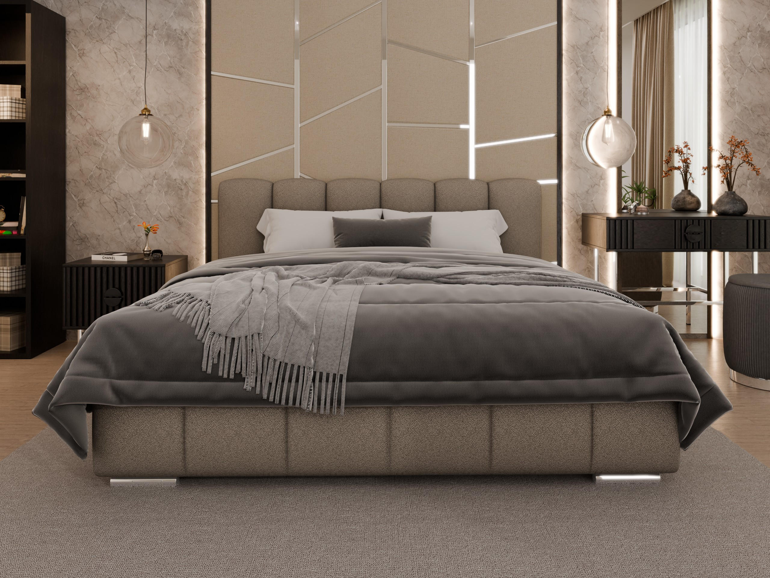 POLSTERBETT Zaira 180 x 200 cm mit Bettkasten und Lattenrost federkernmatratze 18cm - braun - Braun, Holz (180/200cm) - Panda Möbel