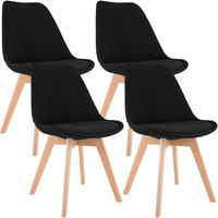 STUHL 4 Stoff Schwarz - Eukalyptusholzfarben/Schwarz, Holz/Textil (49/83/50cm) - CLP