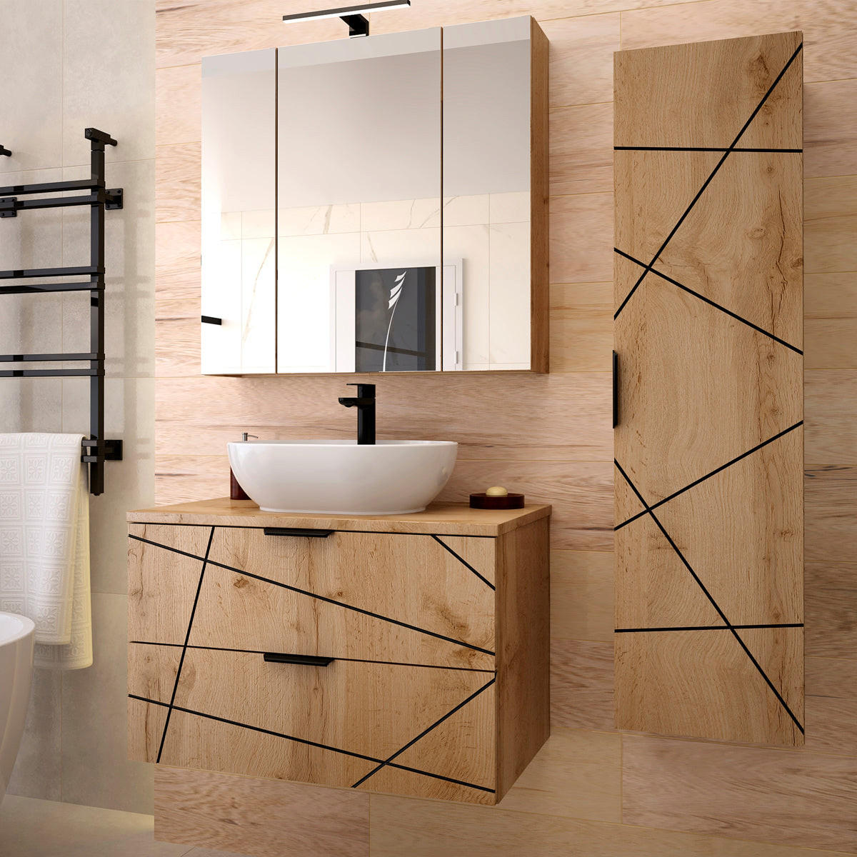 DONJI ELEMENT ZA UMIVAONIK 80cm Teren Drvo - smeđa, drvni materijal (80/50/45.8cm) - Petits-meubles