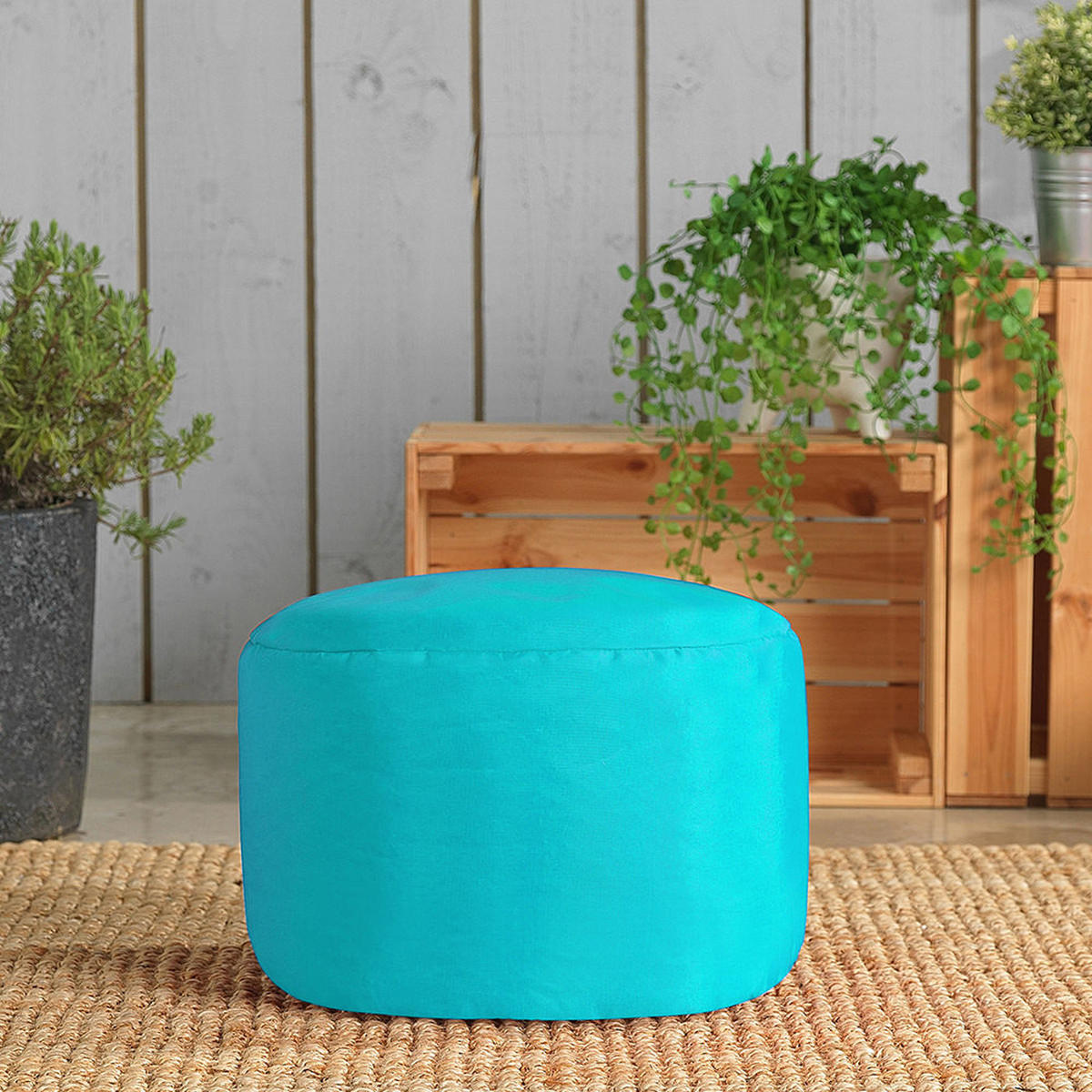SITZPOUF Klassisch Rund - Blau/Hellgrün, Kunststoff (38/20/38cm) - Veeva