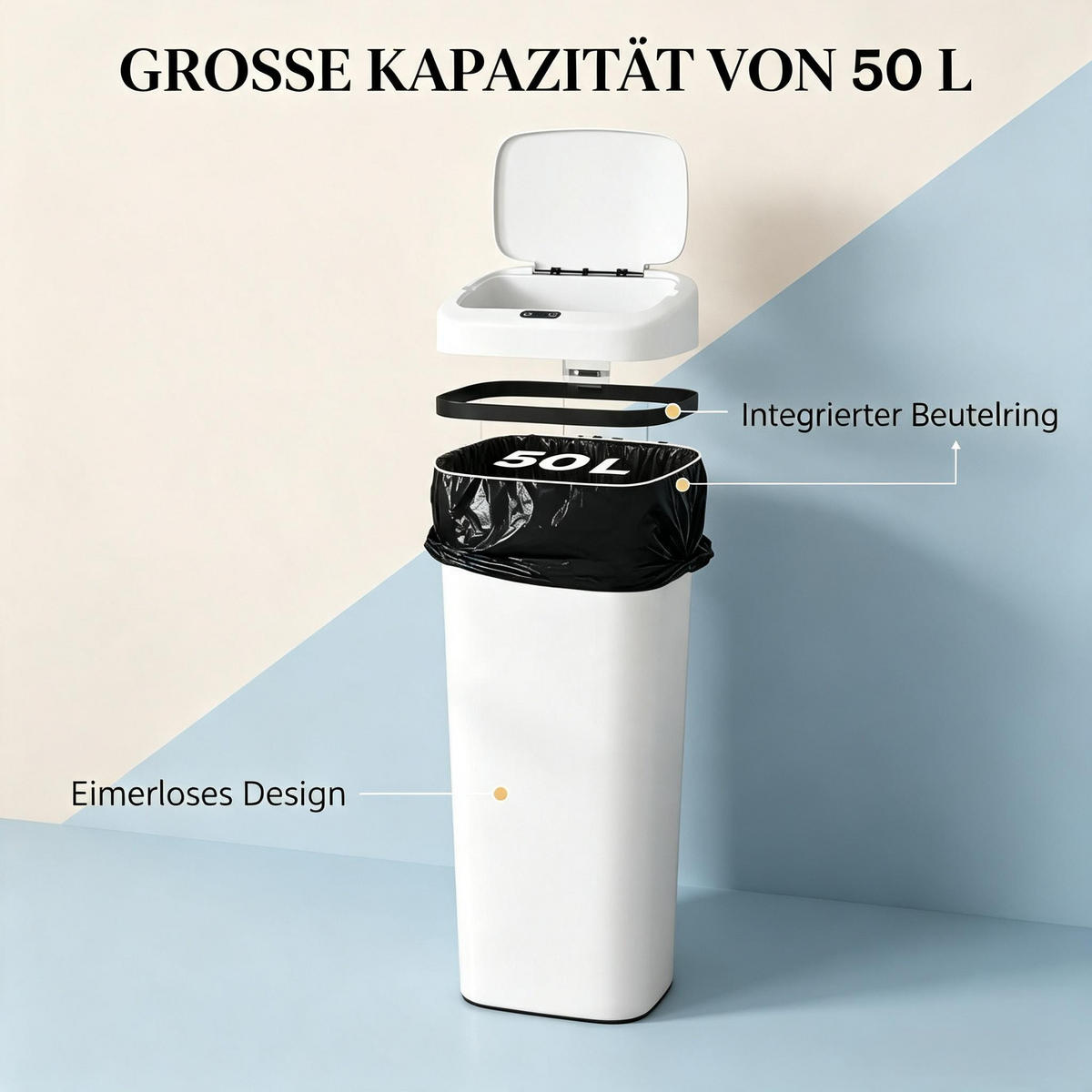 ABFALLEIMER - Weiß, Kunststoff (25/84/33cm)