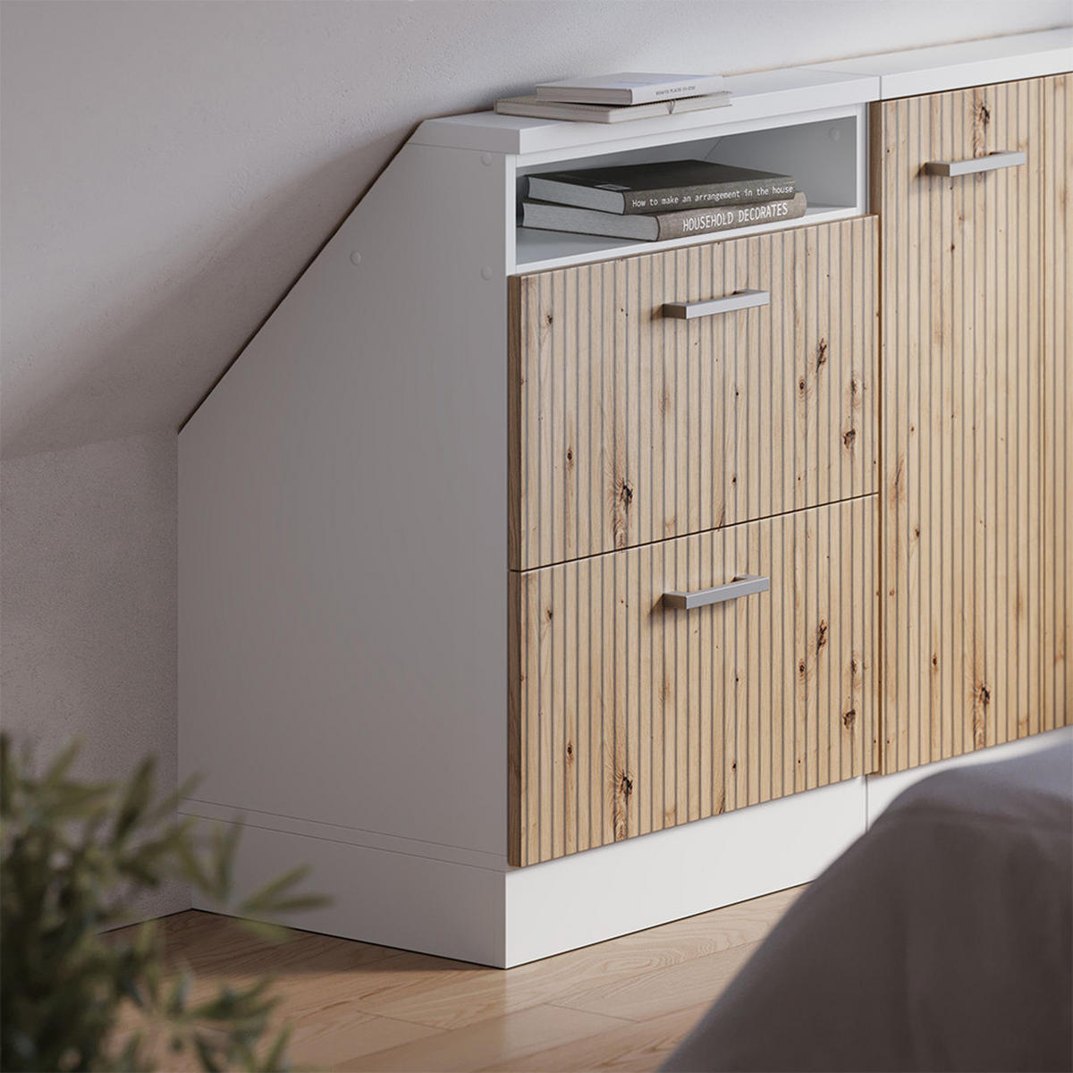 ŠIKMÁ SKŘÍŇ Rion Dub řemeslný/bílý - bílá/dub artisan, kompozitní dřevo (60/81.6/46cm) - Vicco
