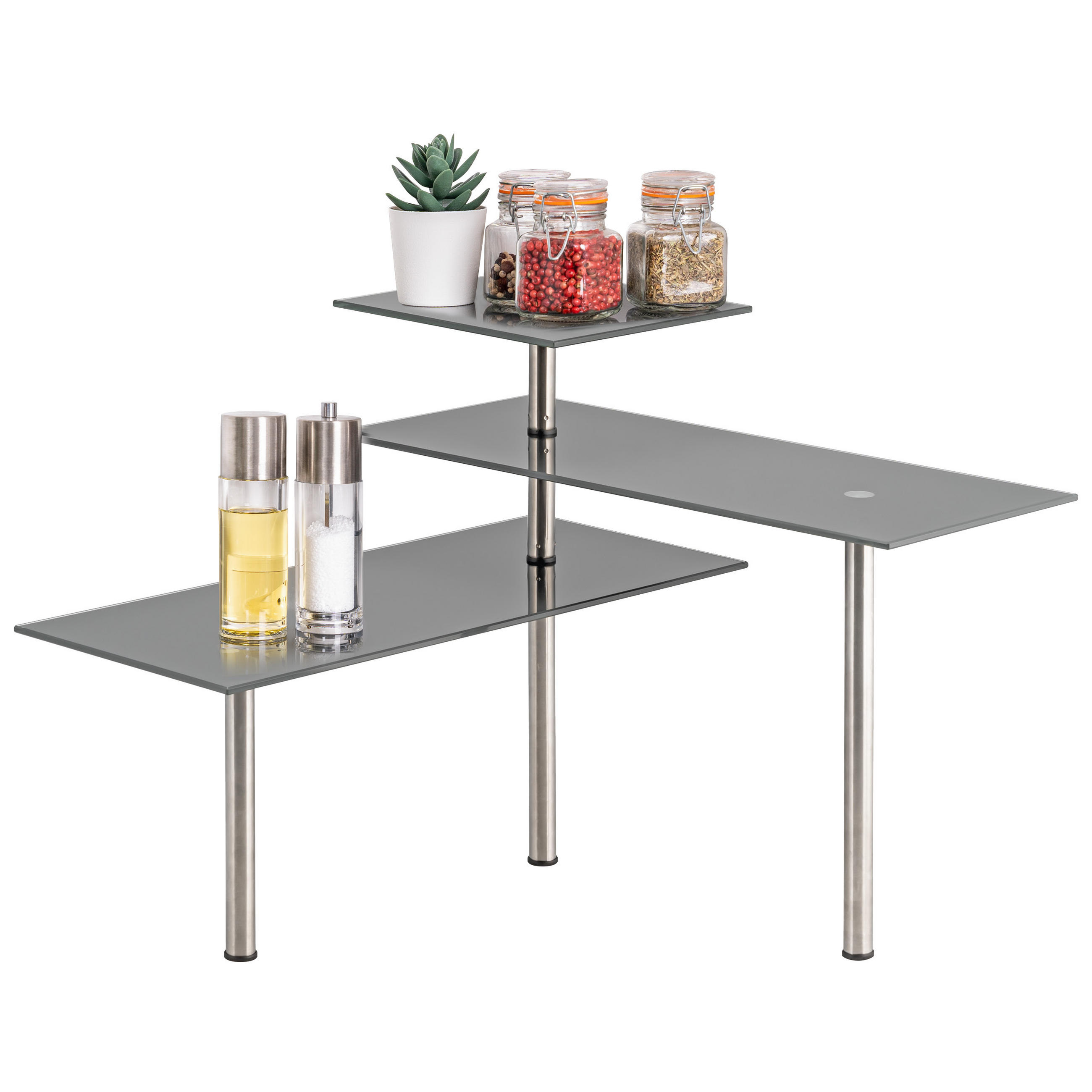 ECKREGAL, grau - Grau, Glas (42/35/42cm) - bremermann