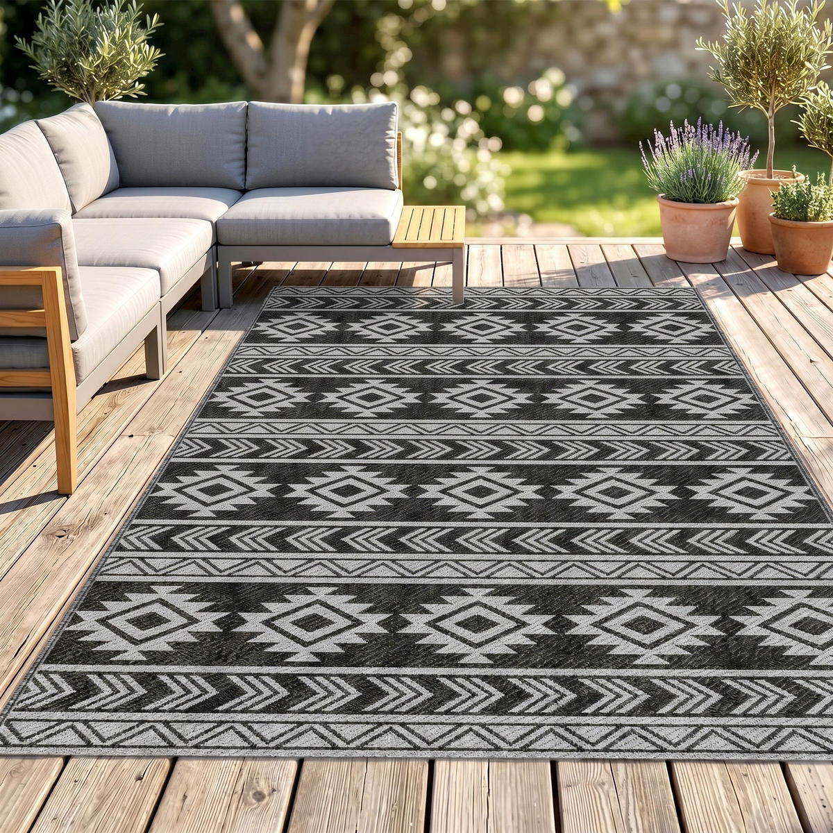 VENKOVNÍ KOBEREC, 310 g/m² PP, černá + šedá - šedá/černá, plast (274/182cm) - Outsunny