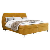 BOXBETT Madryt - Currygelb/Schwarz, Holz/Holzwerkstoff (180/200cm) - MIRJAN24