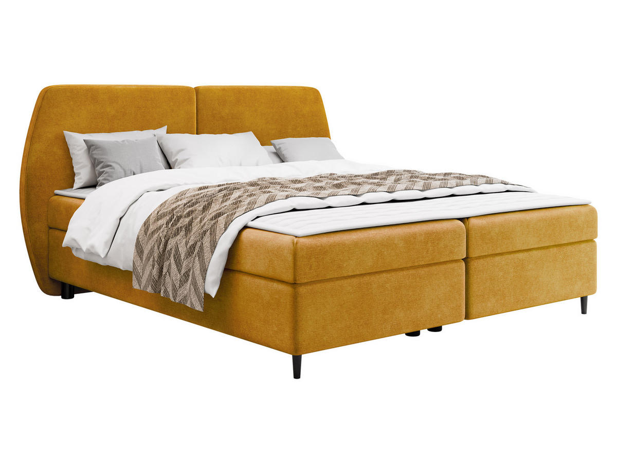 BOXBETT Madryt - Currygelb/Schwarz, Holz/Holzwerkstoff (180/200cm) - MIRJAN24