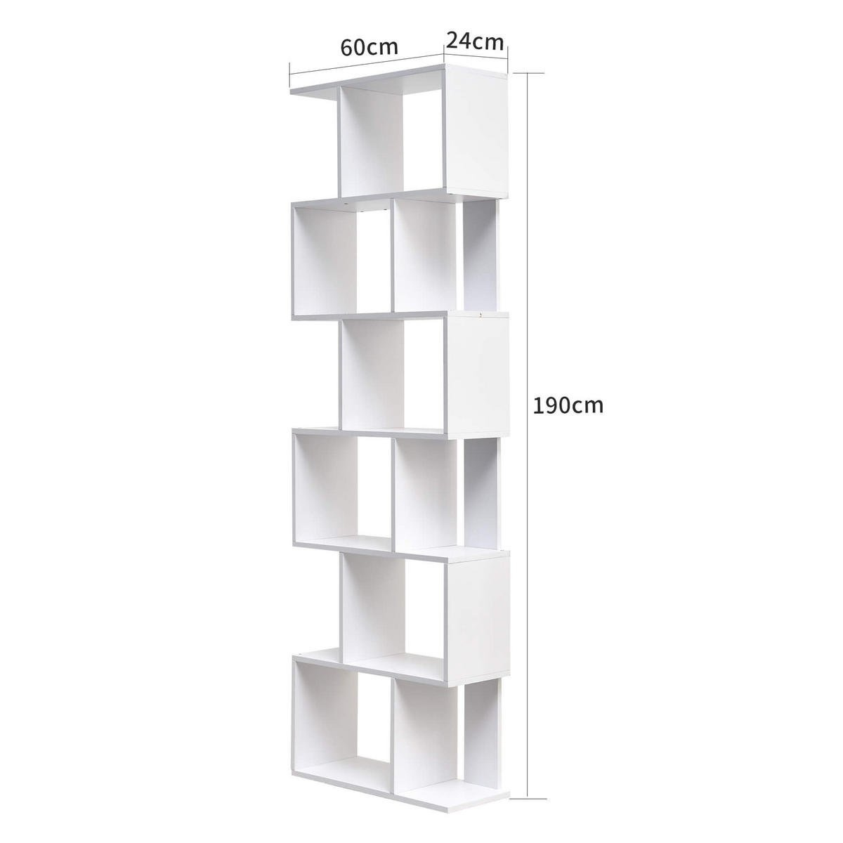 BÜCHERREGAL Weiß 24/60/190 cm - Weiß, Holzwerkstoff (24/190/60cm) - Mobili Rebecca