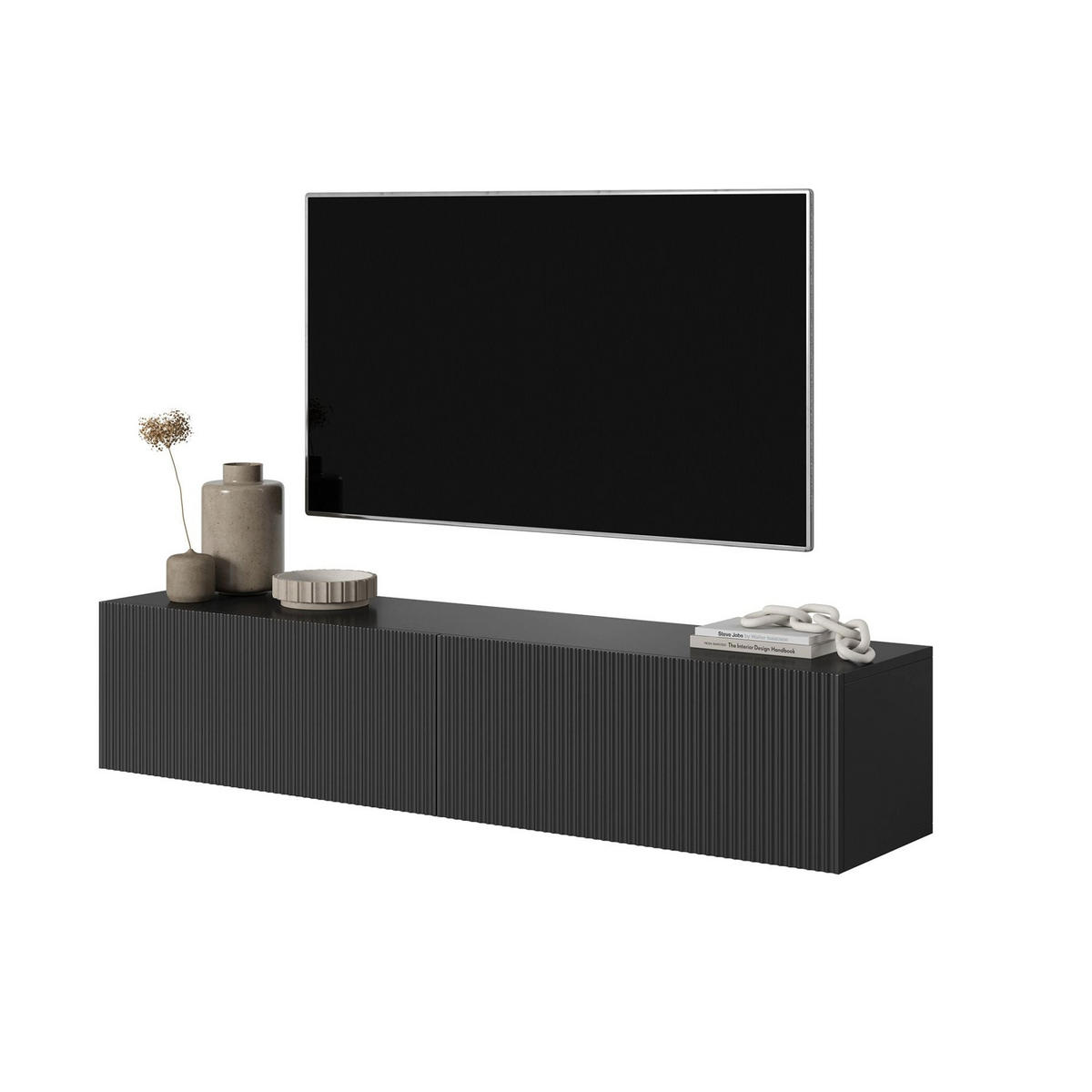 TV-HÄNGEBOARD Veldio Schwarz 140 cm - Schwarz, Holzwerkstoff (140/28.5/31.6cm) - Selsey
