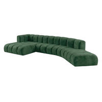 ECKSOFA Modulares In L-Form, Velvet-Stoff Riviera, Grün, Links, GRAND Round - Grün, Holz (445/179cm) - Kaiser Möbel