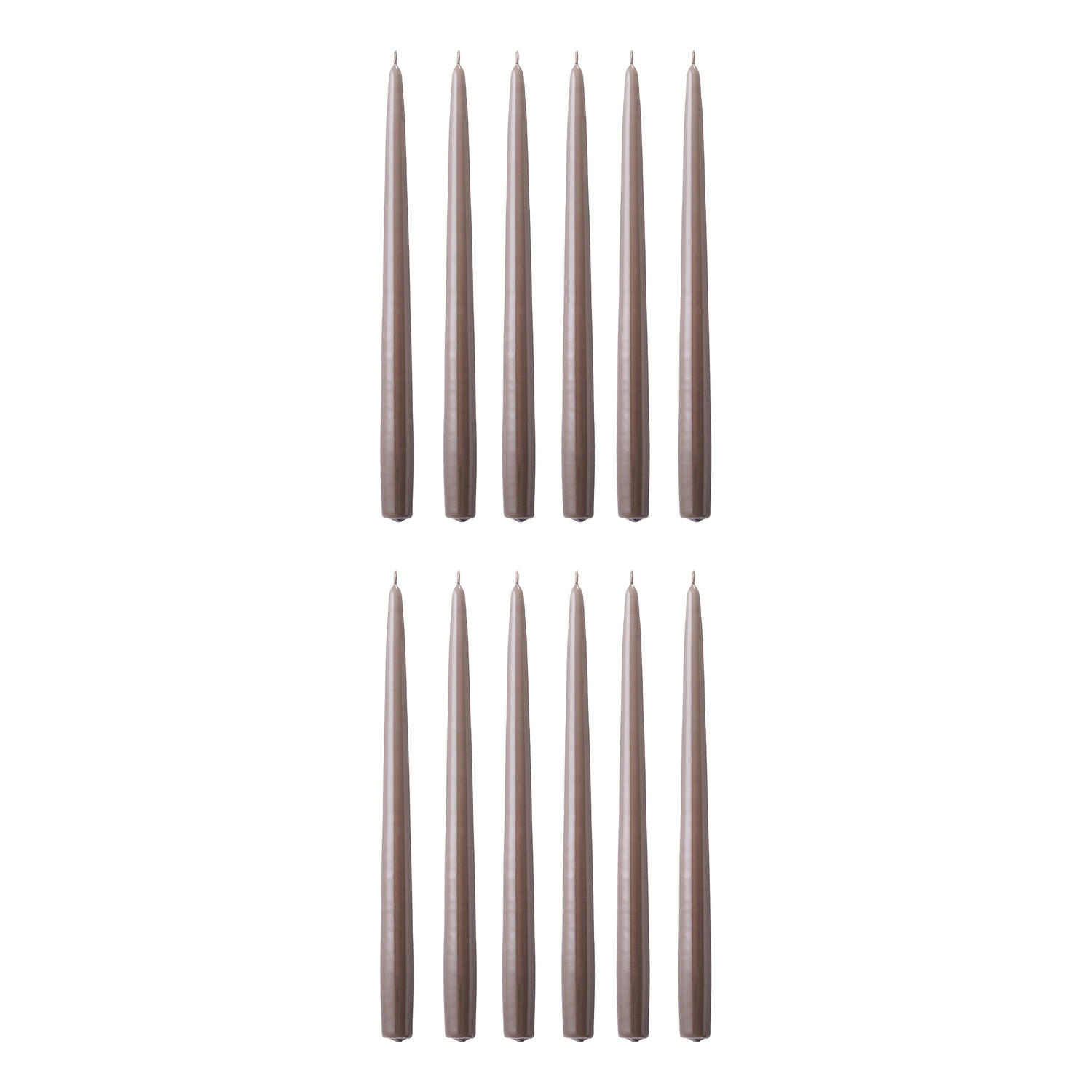 KERZE (12er-Set) Twin Flame konische Zwillingskerzen - Taupe, Paraffin (4/31/2cm) - Butlers