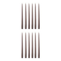 KERZE (12er-Set) Twin Flame konische Zwillingskerzen - Taupe, Paraffin (4/31/2cm) - Butlers