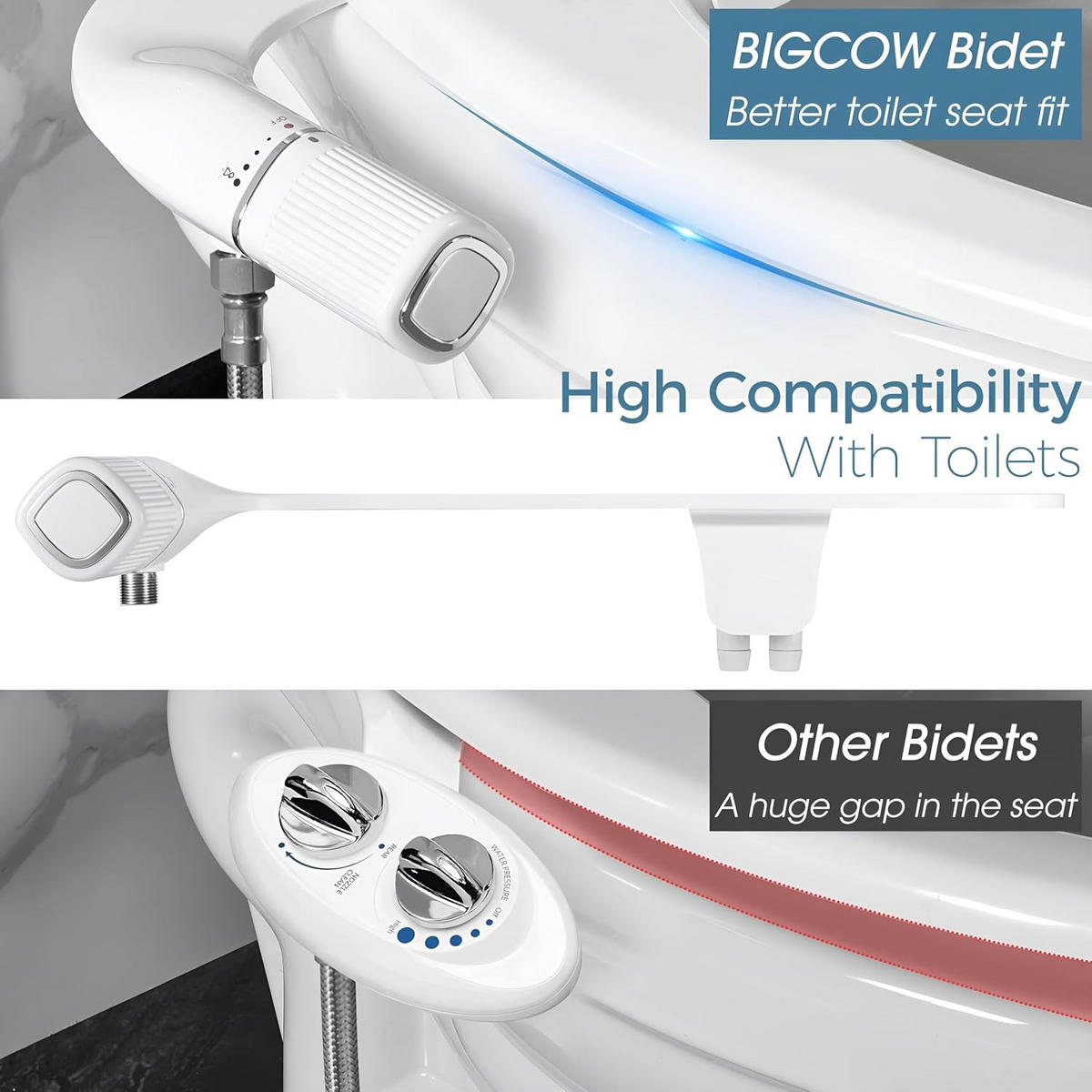 WC-BIDET-AUFSATZ, weiß,35/8/18CM - Weiß, Kunststoff (8/18/35cm)