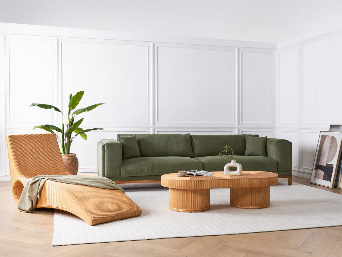 LOUNGETISCH Heller Holzfarbton Airole - Hellbraun, Naturmaterialien (70/150/40cm) - Beliani