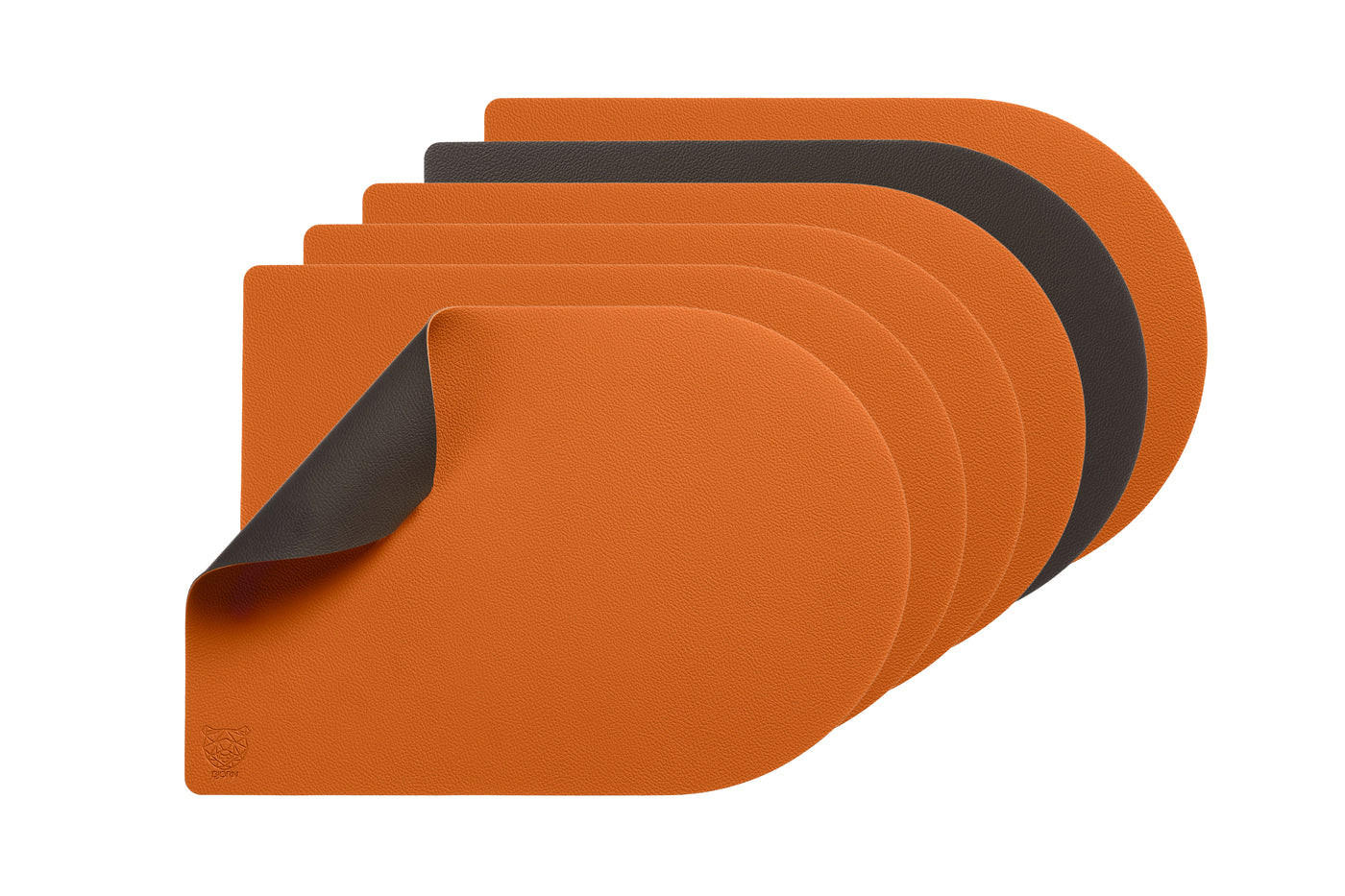 TISCHSET - 6er-Set - Recyceltes Leder in Orange und Schokolade - Orange, Textil (30/44.5cm) - Björn