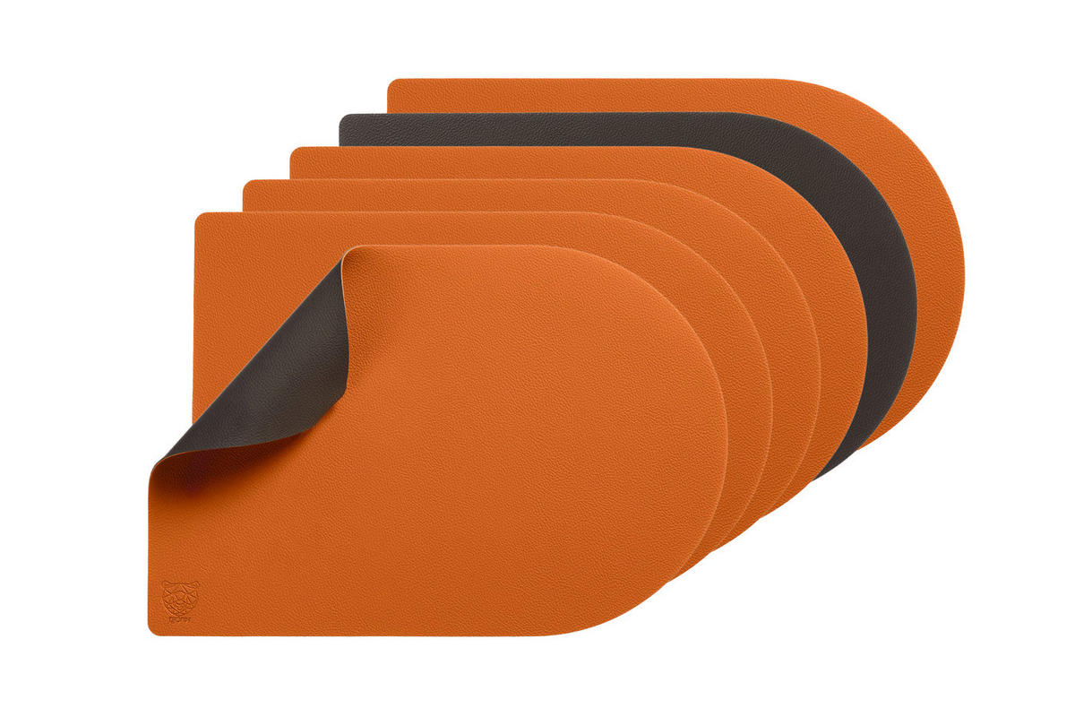 TISCHSET - 6er-Set - Recyceltes Leder in Orange und Schokolade - Orange, Textil (30/44.5cm) - Björn