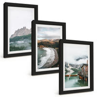 BILDER SET 3er Set - 20x30 cm Schwarzer Rahmen - Holzhaus an Bergstränden - Schwarz, Kunststoff (20/30cm) - TULUP