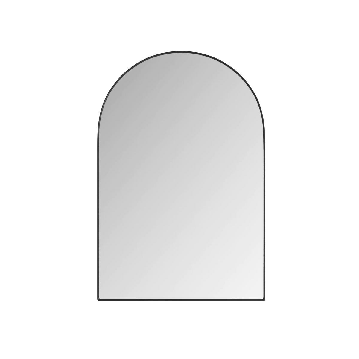 SPIEGELSCHRANK gewölbt mit schwarzem Metallrahmen – Wandschrank mit Spiegel & verstellbaren Ablagen, für Bad, Wohn- & Schlafzimmer - Schwarz, Metall (61/12/91cm) - Ej. Life