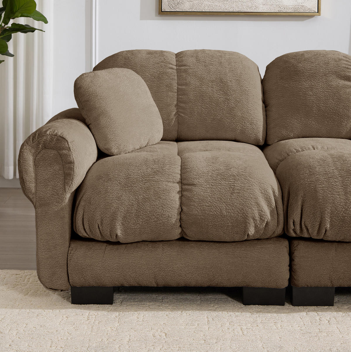 SOFA modular Chenille Braun - Braun, Textil (260/90/86cm) - IVMEU