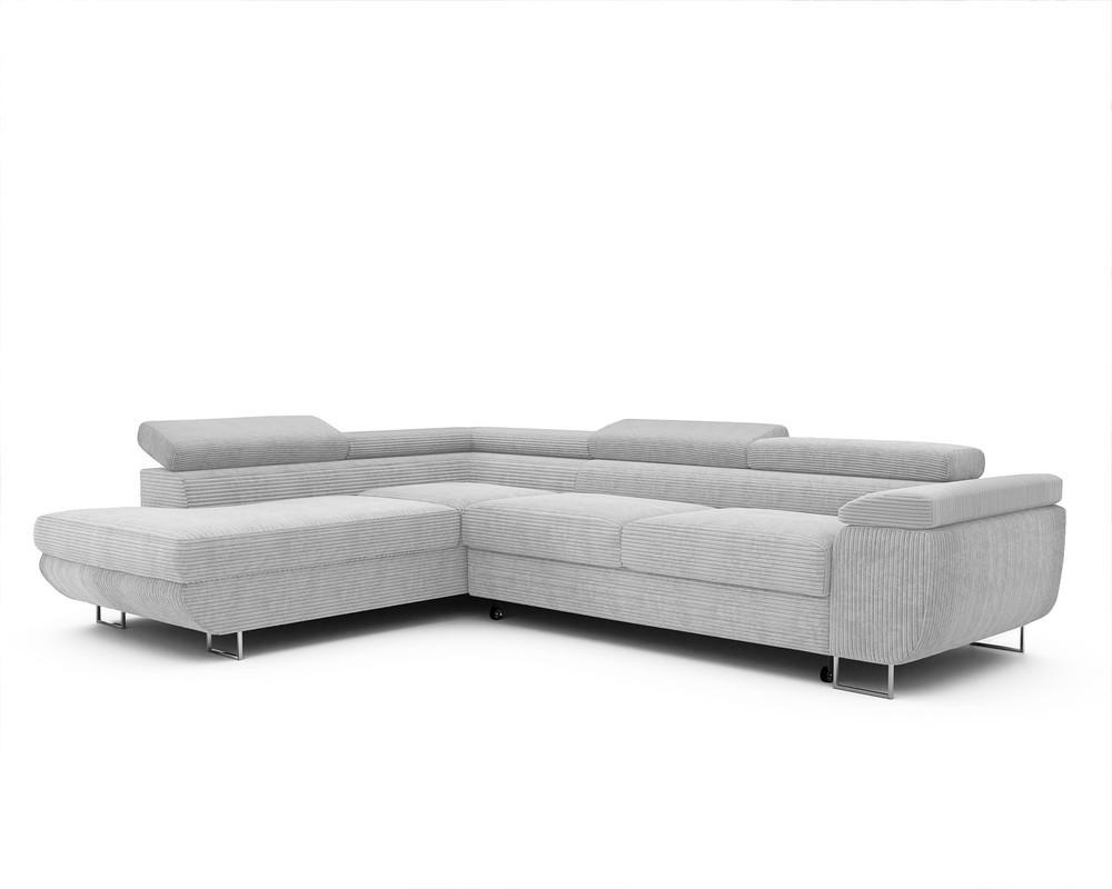 ECKSOFA ANTON mit Schlaffunktion und Bettkasten Hellgrau - Hellgrau, Holzwerkstoff/Kunststoff (274/203cm) - Idohome