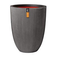 ÜBERTOPF elegant niedrig Groove anthrazit | 34x46 cm - Anthrazit, Kunststoff (1/46/1cm) - aplanta