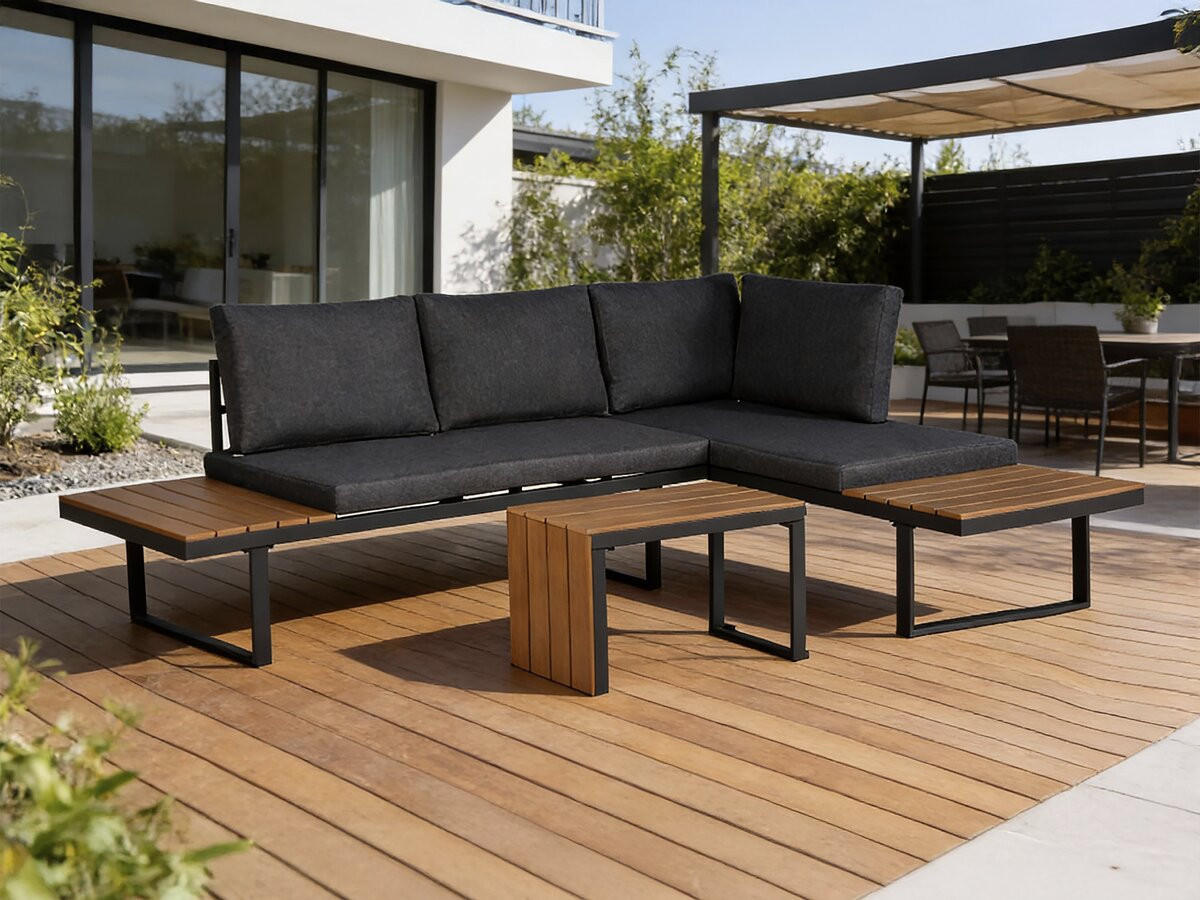 LOUNGEGARNITUR Sylva 4-Sitzer Grau - Grau, Metall - Habitat Garten