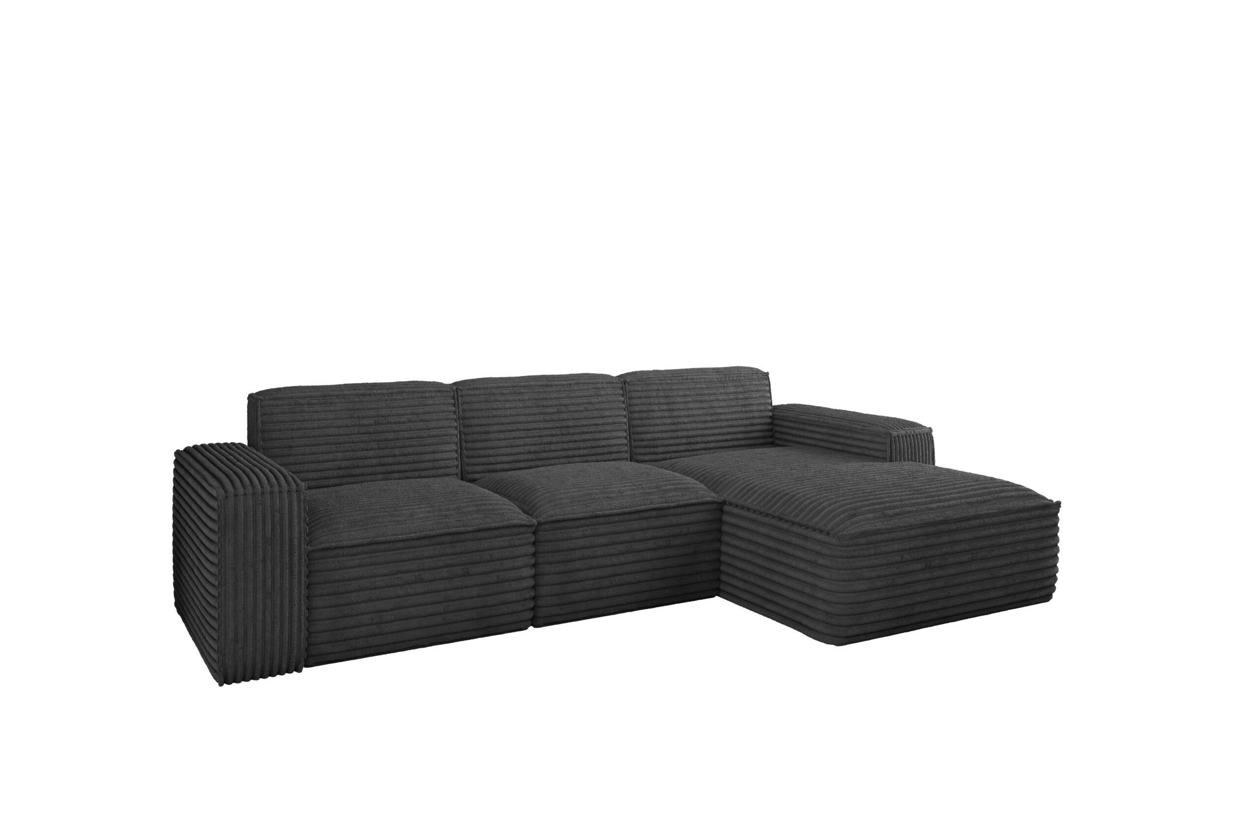 ECKSOFA L-Form Siena Stoff Velo Graphit Rechts - Graphitfarben, Holz/Kunststoff (266/165cm) - Kaiser Möbel