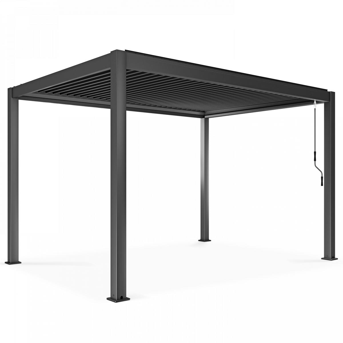 PERGOLA 3x4 m, mit 1 Markise, Grau - Grau, Metall (296/257/403cm) - Oviala