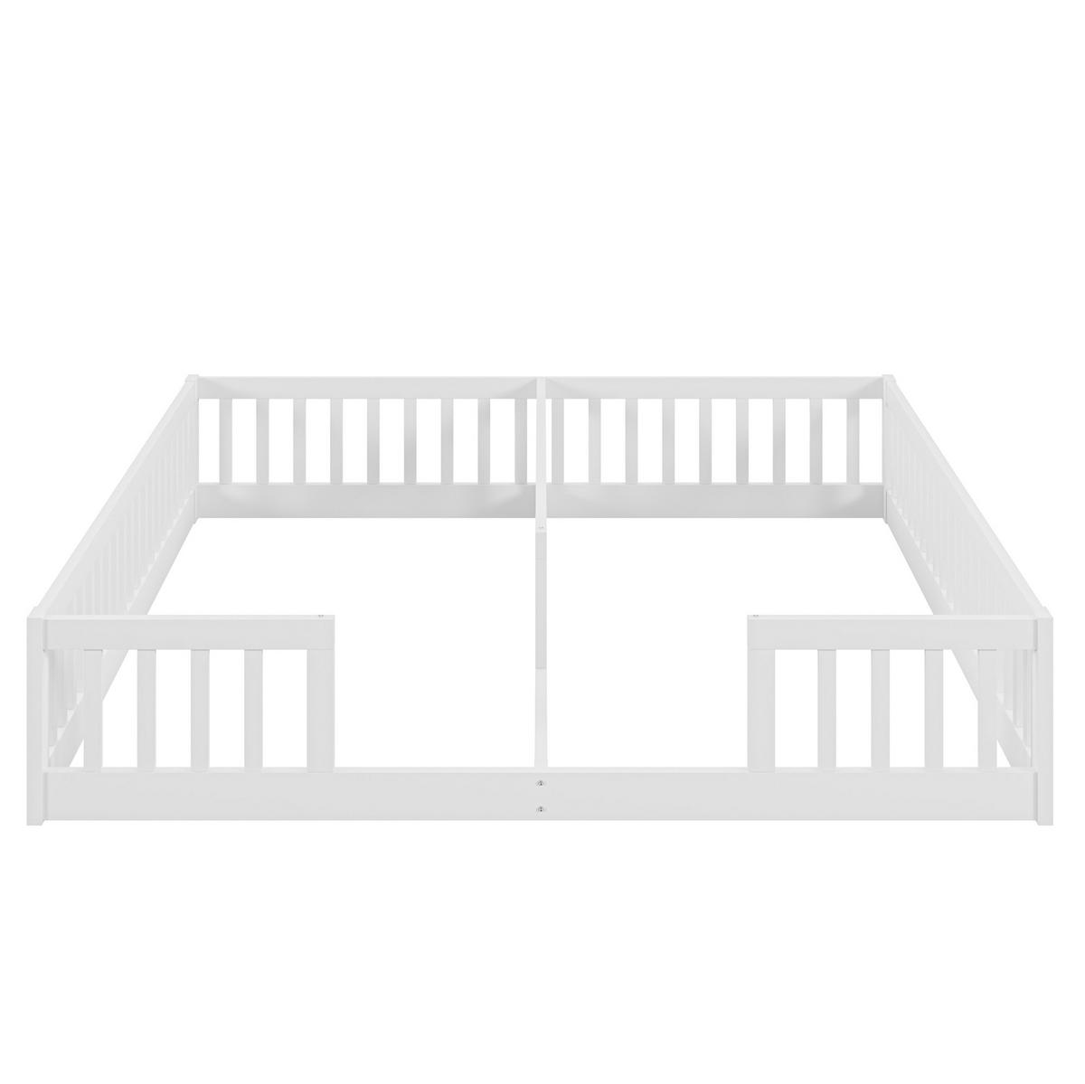 KINDERBETT aus Kiefernholz und MDF 180x200 cm Weiß mit Sicherheitsgitter für 2 Kinder - Weiß, Holzwerkstoff (90/200cm) - Modfu