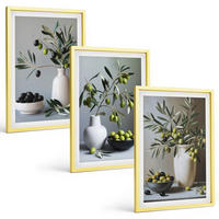 BILDER SET 3er Set - 40x60 cm Goldrahmen - Oliven in schlichten Vasen - Goldfarben, Kunststoff (40/60cm) - TULUP