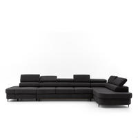 ECKSOFA PRIAM XXL L-Form Rechts mit Schlaffunktion 125x265 Velours Schwarz - Schwarz, Holz/Textil (420/203cm) - Muffo