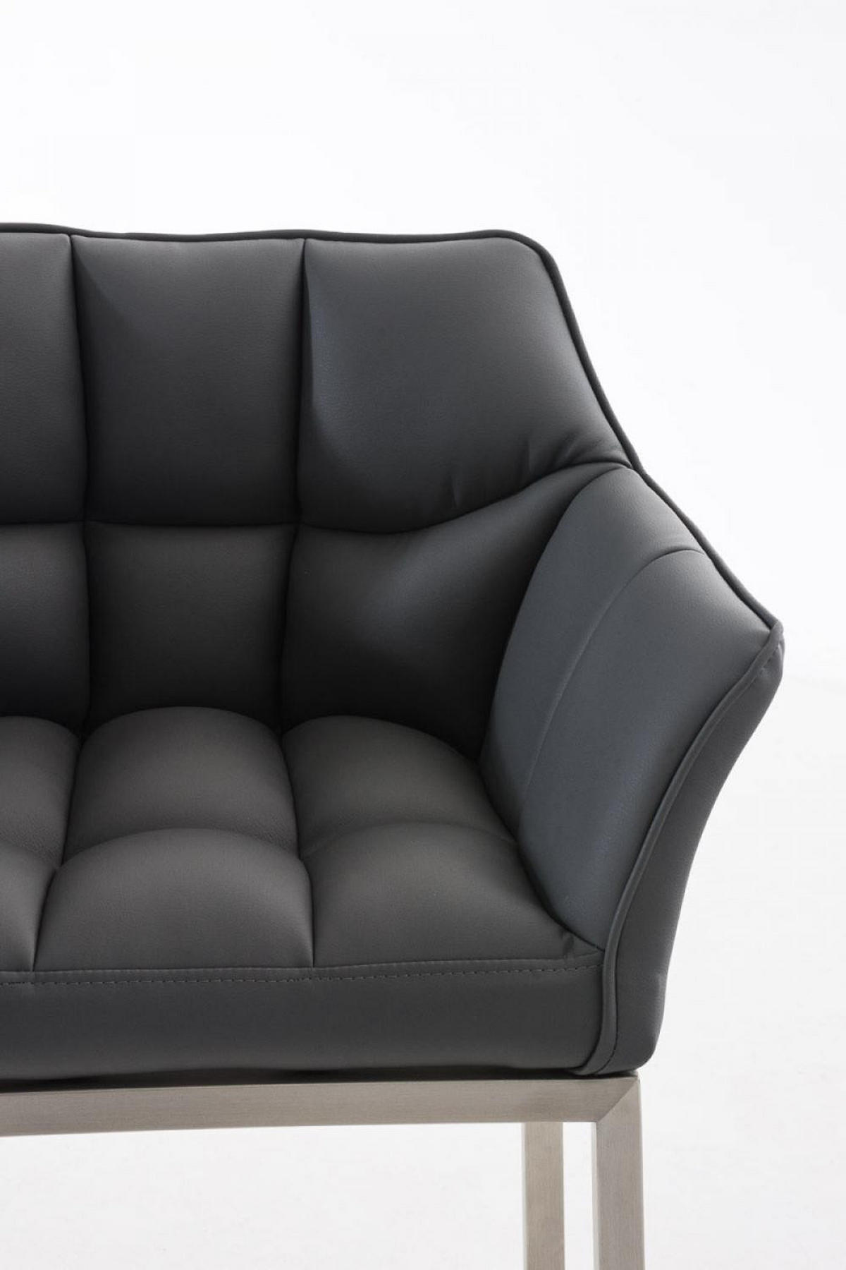 BARHOCKER Lederlook grau - Edelstahlfarben/Grau, Textil/Metall (64/110/48cm) - CLP