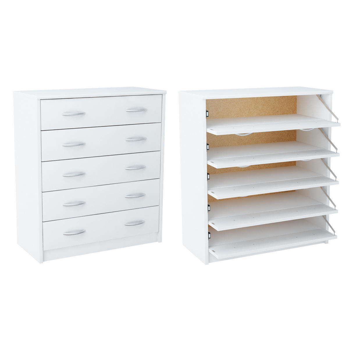 SCHUHSCHRANK mit 5 Fächern - Weiß, Holzwerkstoff (74/85/35cm) - Home Collective