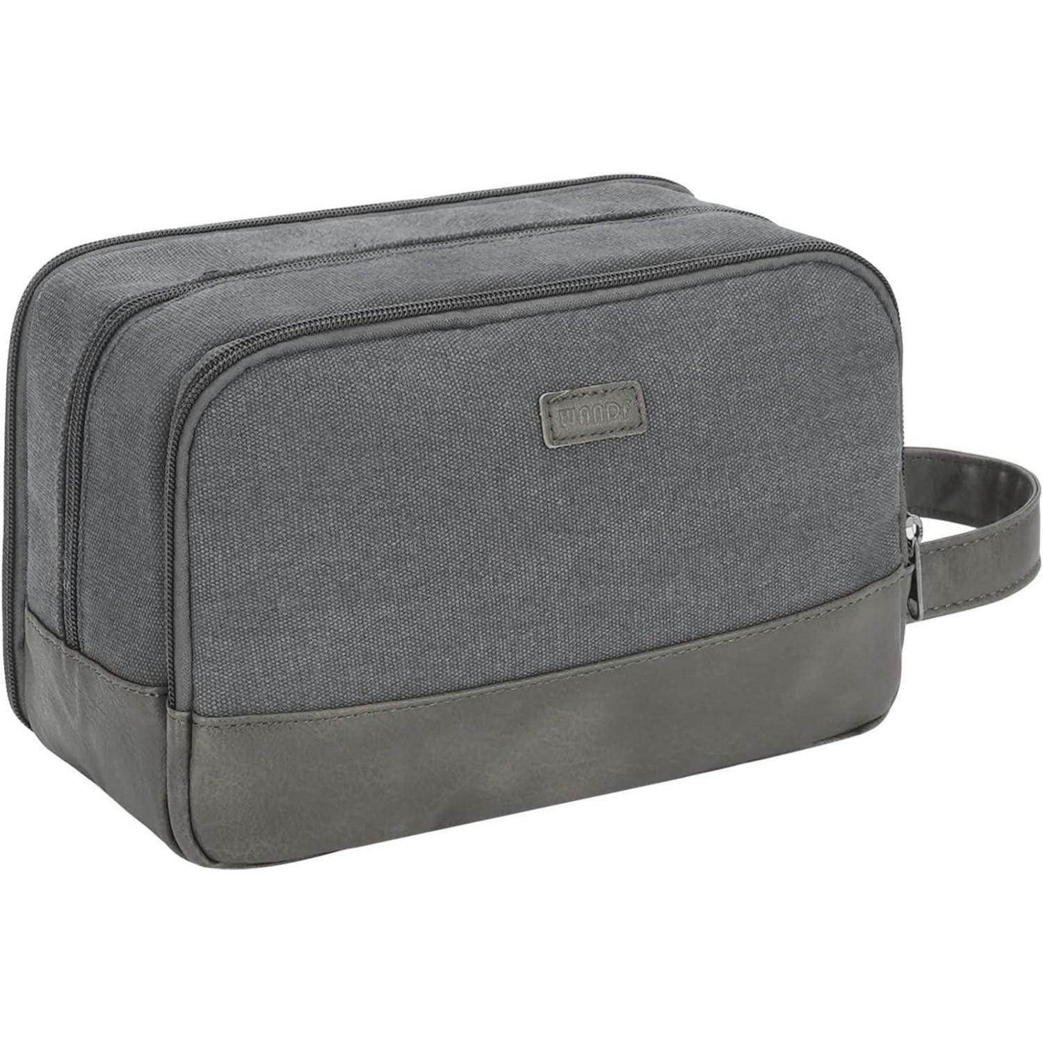 KULTURTASCHE Herren Grau Canvas Wasserabweisend - Grau, Textil (4.5/18.2/28.2cm)