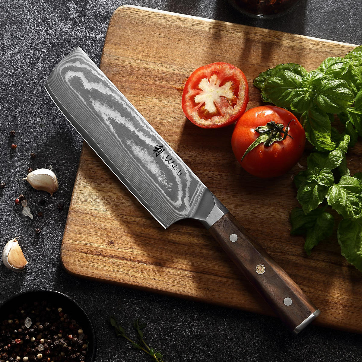 NAKIRIMESSER 18 cm - Nussbaumfarben, Holz/Metall (31cm) - Wakoli