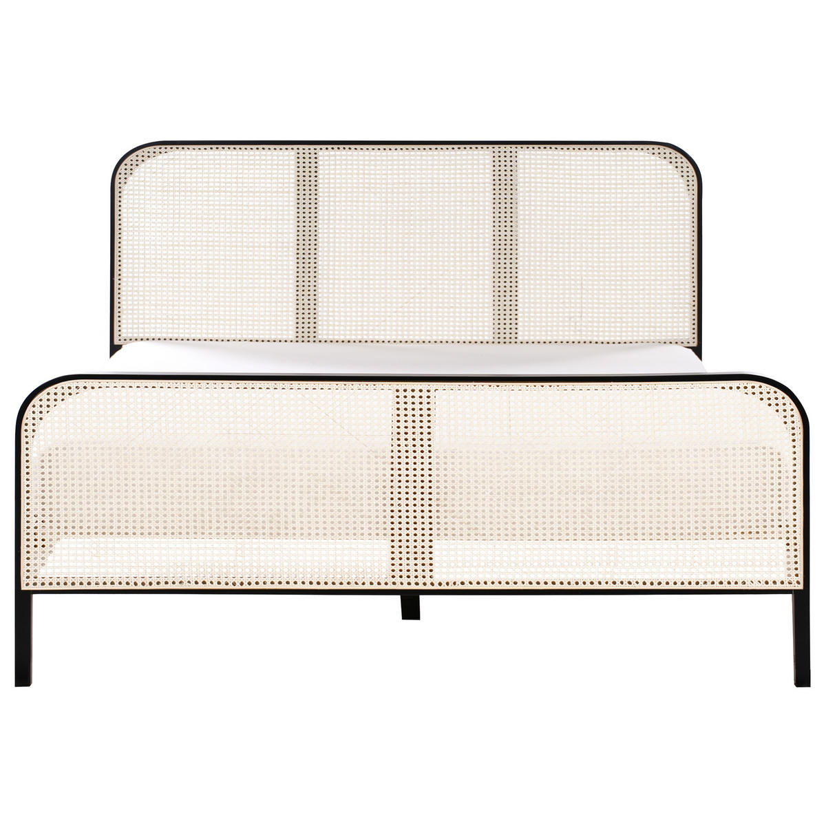 BETT mit Lattenrost 160/200 cm Hellbraun Gonfaron - Hellbraun/Schwarz, Holz (160/200cm) - Beliani