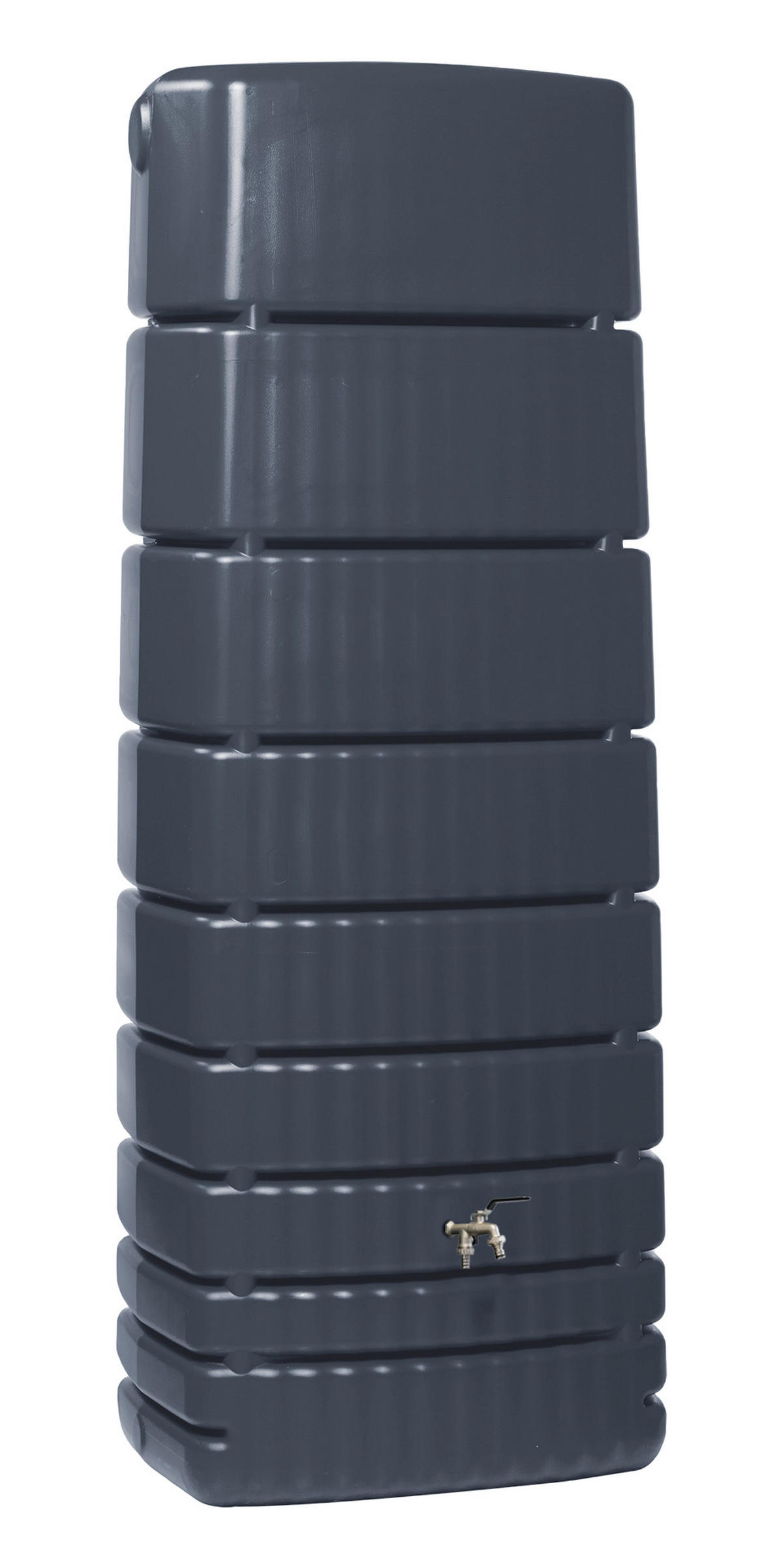 REGENTONNE Wandtank Komplett-Set 650 L, graphite grey inkl. Chrom-Doppelauslaufhahn und Fallrohranschluss - Grau, Kunststoff (79/210/52cm) - 4rain